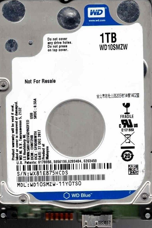 WD10SMZW-11Y0TS0 DCM: EHNT2HB WX81E DEC 2017 Malaysia Western Digital 1TB