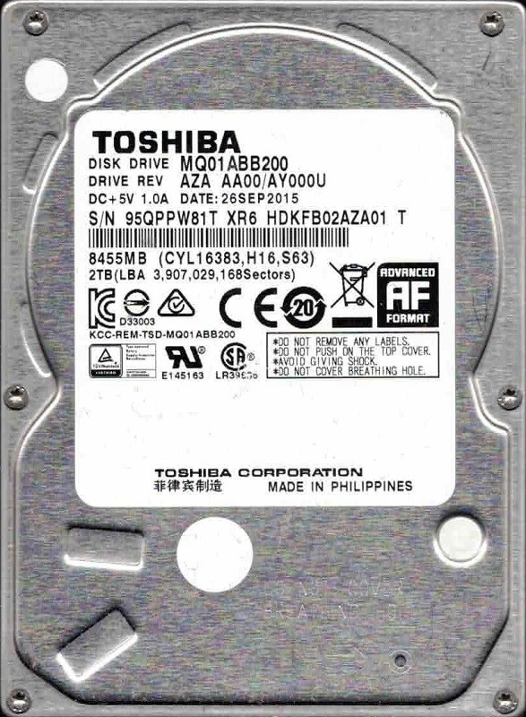 MQ01ABB200 AZA AA00/AY000U HDKFB02AZA01 T PHILIPPINES Toshiba 2TB