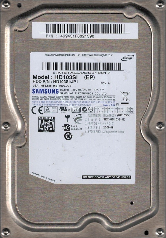 HD103SI/JP1 P/N: 499431FS821398 Samsung 1TB