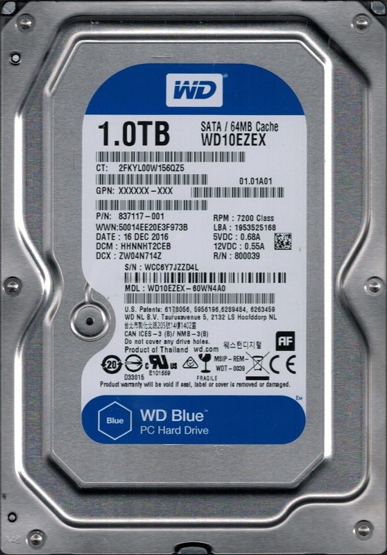 WD10EZEX-60WN4A0 DCM: HHNNHT2CEB WCC6Y Western Digital 1TB