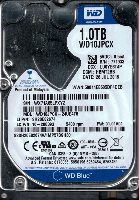 Western Digital WD10JPCX-24UE4T0 1TB DCM: HBMT2BB WX71A