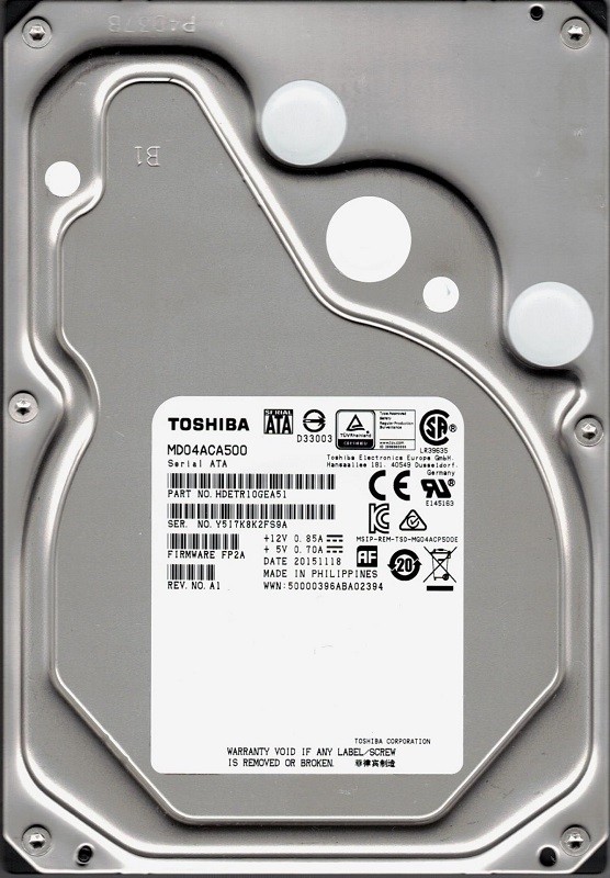 MD04ACA500 P/N: HDETR10GEA51 F/W: FP2A Toshiba 5TB Desktop Hard Drive