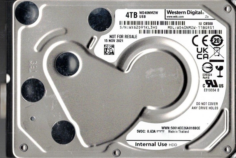 WD40NMZW-11BGRS1 USB 3.0 WX62D NOV 2021 Western Digital 4TB USB HDD