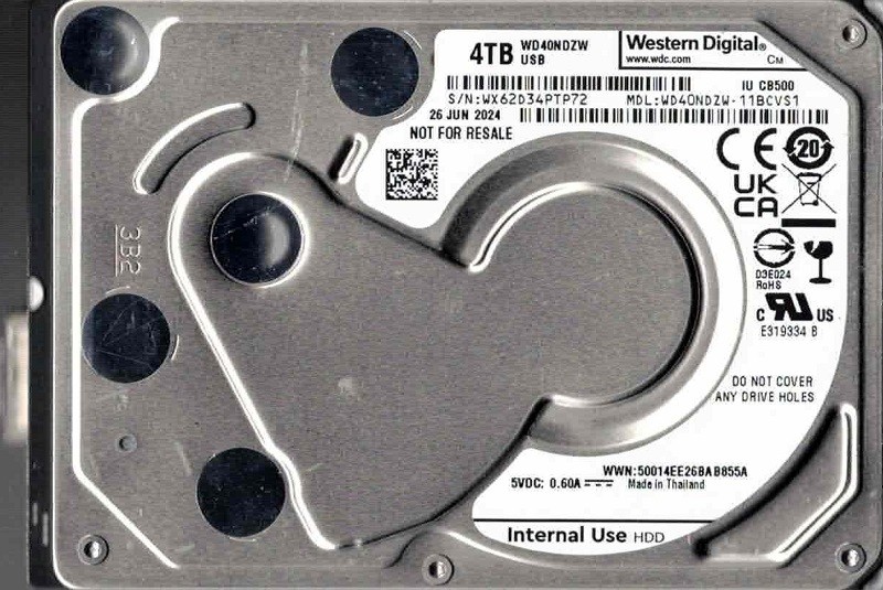 WD40NDZW-11BCVS1 USB 3.0 WX62D JUN 2024 Thailand Western Digital 4TB