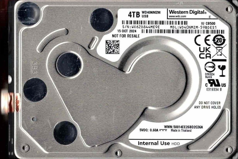 WD40NMZM-59BDES1 USB C WX62D OCT 2024 Western Digital 4TB