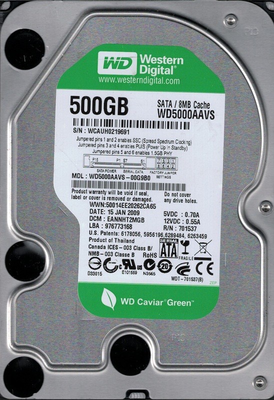 Western Digital WD5000AAVS-00G9B0 500GB DCM: EANNHT2MGB