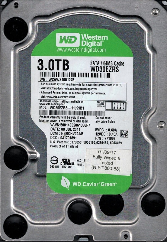 Western Digital WD30EZRS-11J99B1 3TB DCM: HBRCHV2AAB