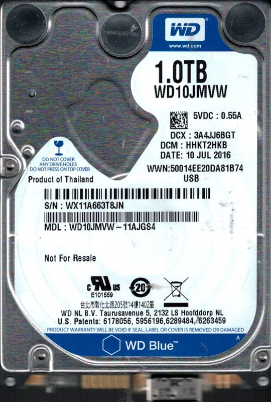 WD10JMVW-11AJGS4 DCM: HHKT2HKB WX11A Western Digital 1TB