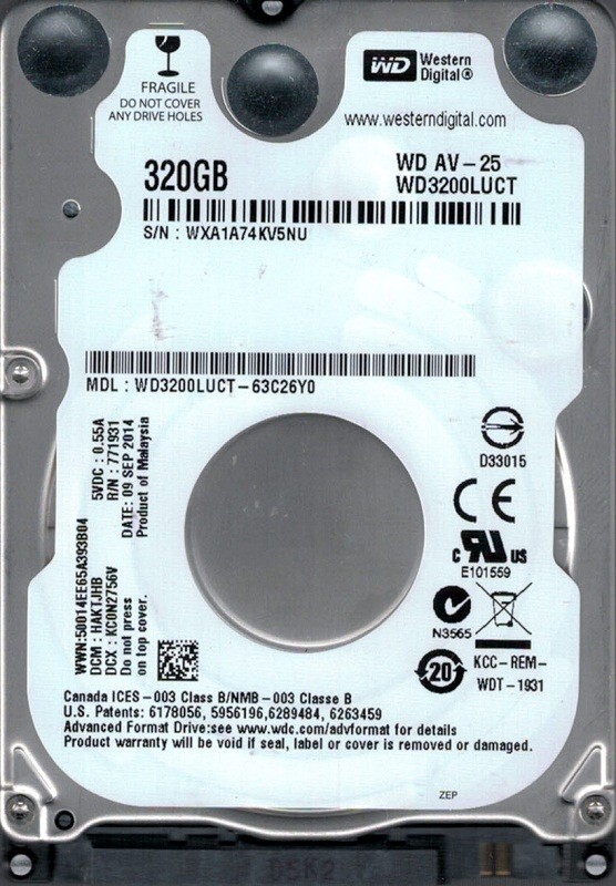 WD3200LUCT-63C26Y0 DCM: HAKTJHB WXA1A Western Digital 320GB