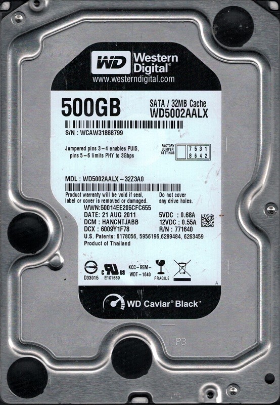 Western Digital WD5002AALX-32Z3A0 500GB DCM: HANCNTJABB