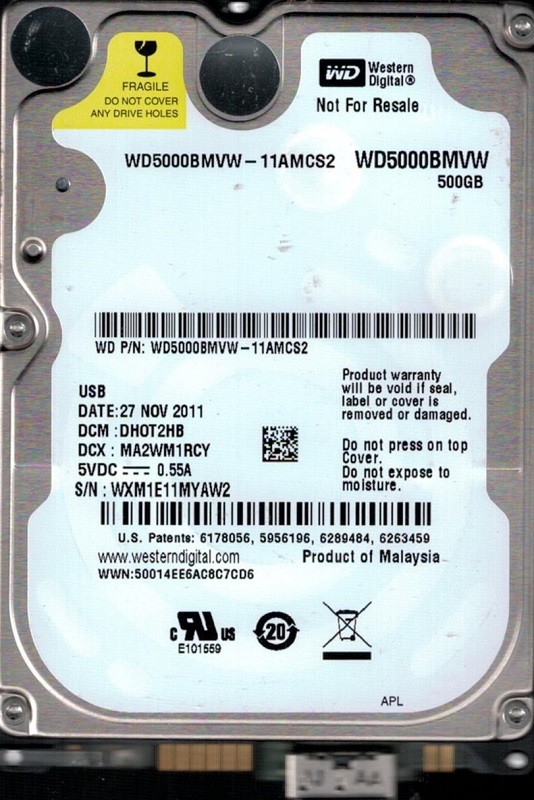 DCM SBKT2HB WD5000BMVW-11AJGS2 Western Digital 500GB USB 2.5 Disco Duro 