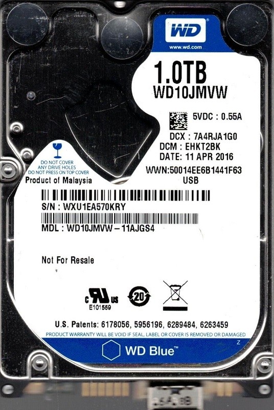 WD10JMVW-11AJGS4 DCM: EHKT2BK WXU1E Western Digital 1TB
