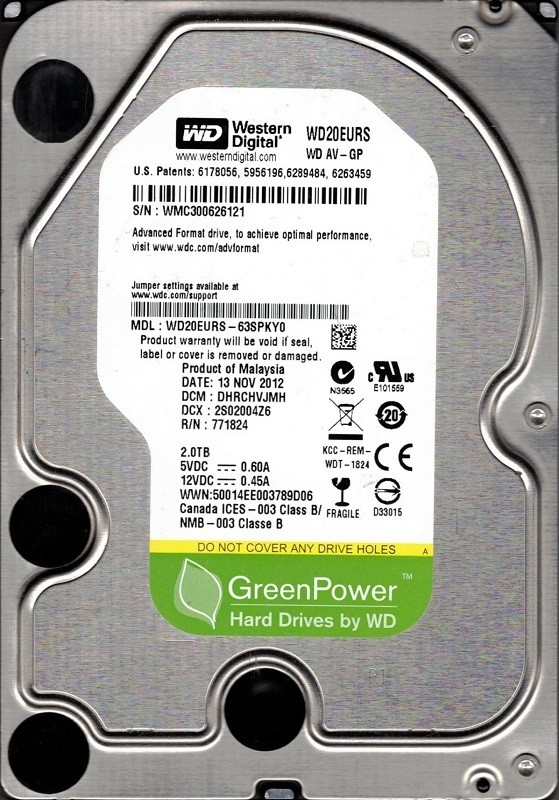 WD20EURS-63SPKY0 DCM: DHRCHVJMH WMC30 Western Digital 2TB