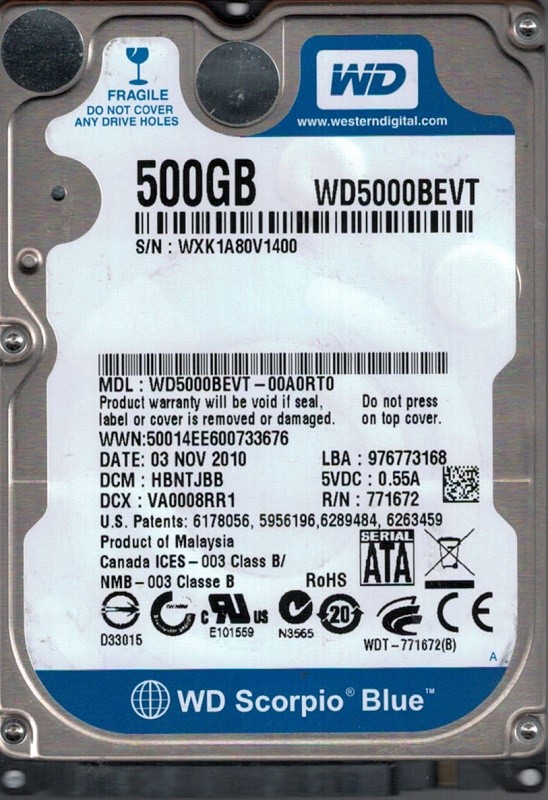 Western Digital WD5000BEVT-00A0RT0 500GB DCM: HBNTJBB