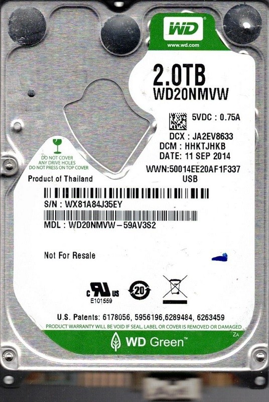 WD20NMVW-59AV3S2 DCM: HHKTJHKB WX81A Western Digital 2TB