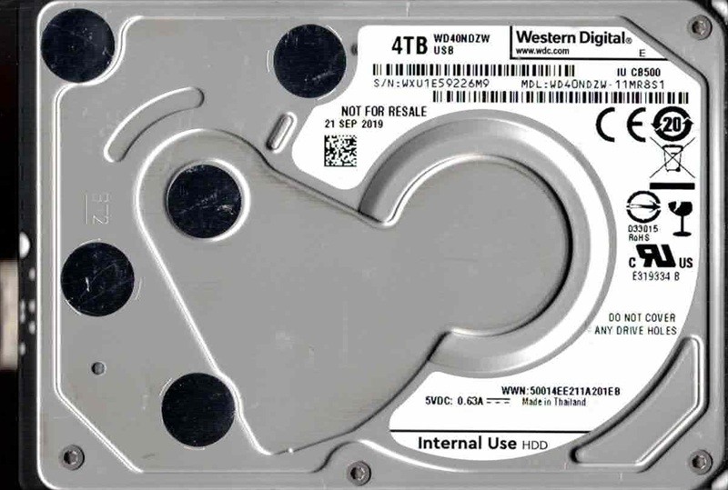 WD40NDZW-11MR8S1 USB 3.0 WXU1E SEP 2019 Thailand Western Digital 4TB
