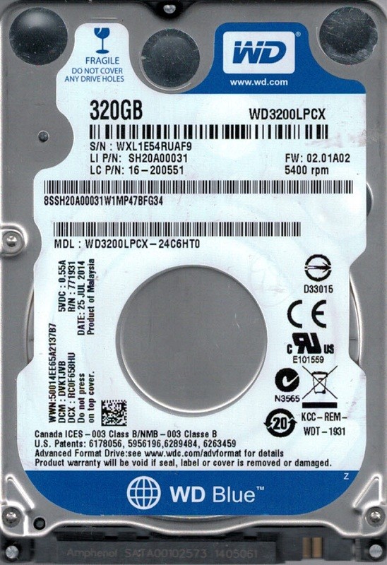 WD3200LPCX-24C6HT0 DCM: DVKTJVB WXL1E Western Digital 320GB