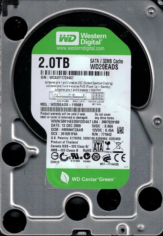 Western Digital WD20EADS-11R6B1 2TB DCM: HBRNHT2AAB
