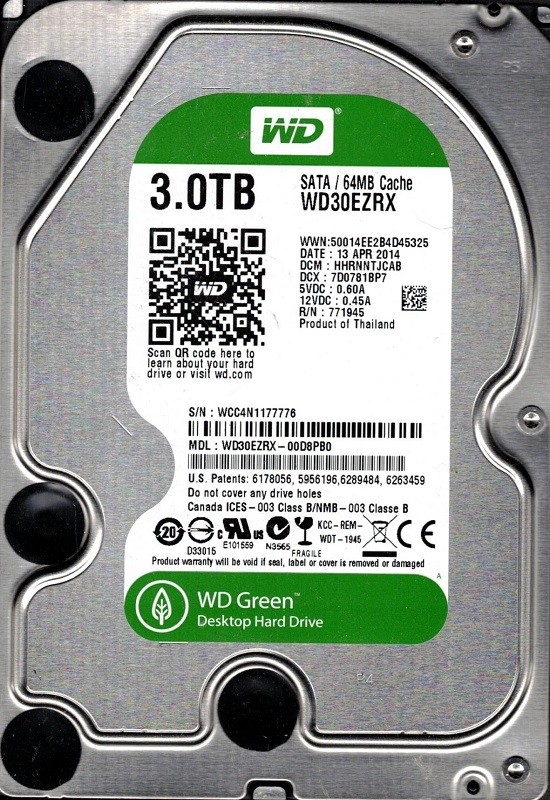 Western Digital WD30EZRX-00D8PB0 3TB DCM: HHRNNTJCAB