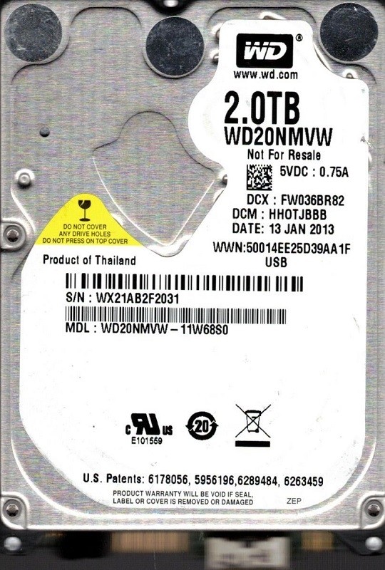 Western Digital WD20NMVW-11W68S0 USB 3.0 2TB DCM: HHOTJBBB WX21A