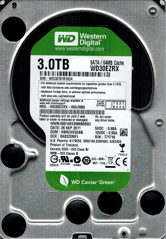 Western Digital WD30EZRX-00AZ6B0 3TB DCM: HBRCHV2ABB