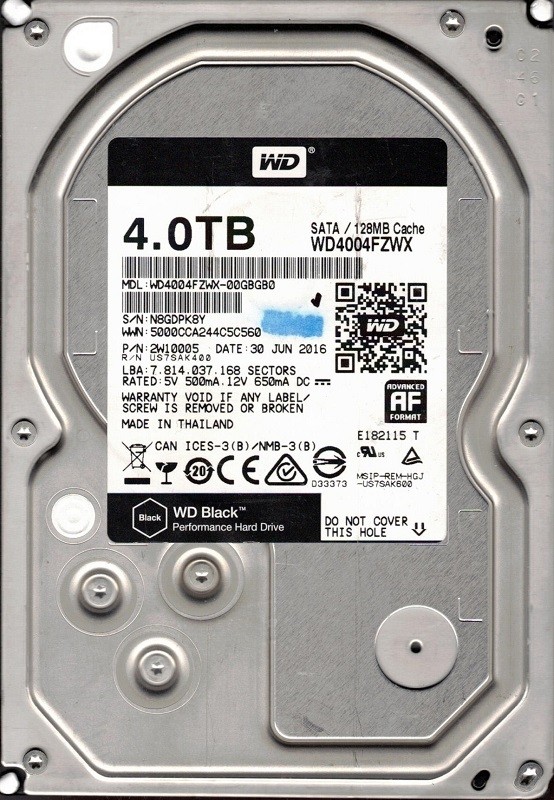 WD4004FZWX-00GBGB0 P/N: 2W10005 Western Digital 4TB