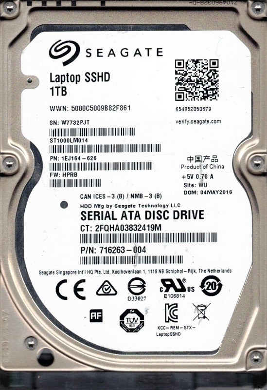 ST1000LM014 P/N: 1EJ164-626 F/W: HPRB WU W77 Seagate 1TB