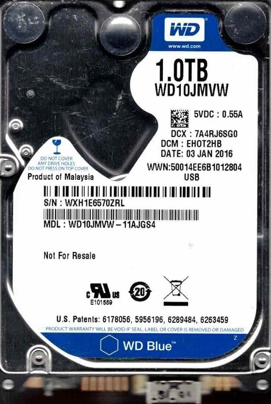 WD10JMVW-11AJGS4 DCM: EHOT2HB WXH1E JAN 2016 Western Digital 1TB
