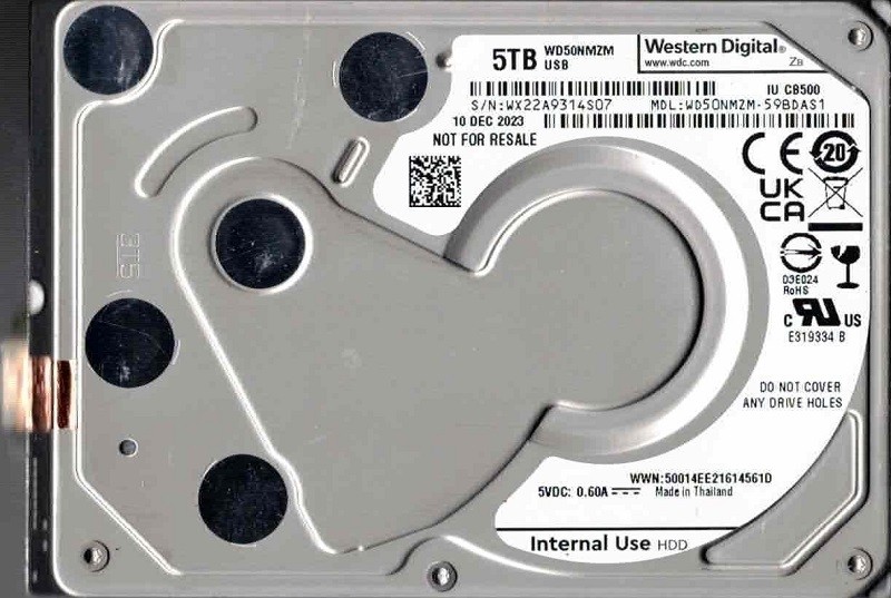 WD50NMZM-59BDAS1 USB 3.0 WX22A DEC 2023 Western Digital 5TB USB HDD