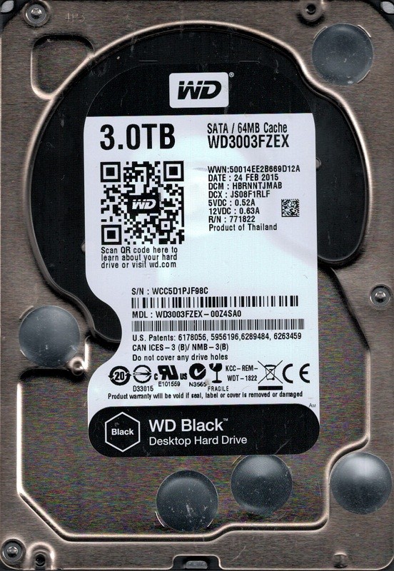 Western Digital WD3003FZEX-00Z4SA0 DCM: HBRNNTJMAB 3TB