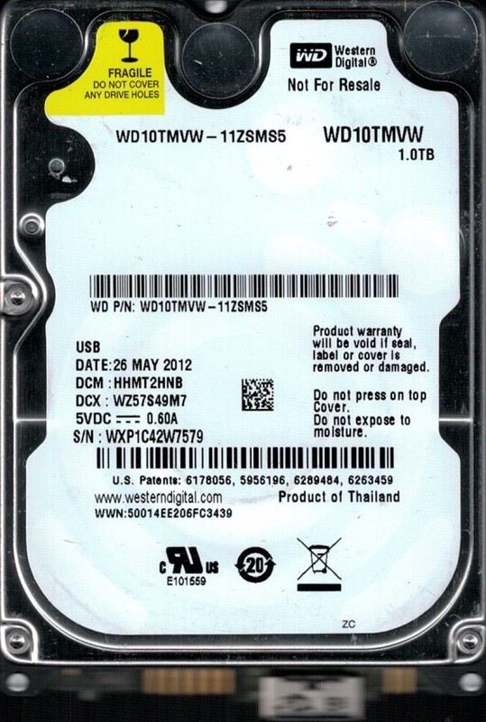 Western Digital WD10TMVW-11ZSMS5 DCM: HHMT2HNB 1TB USB 3.0