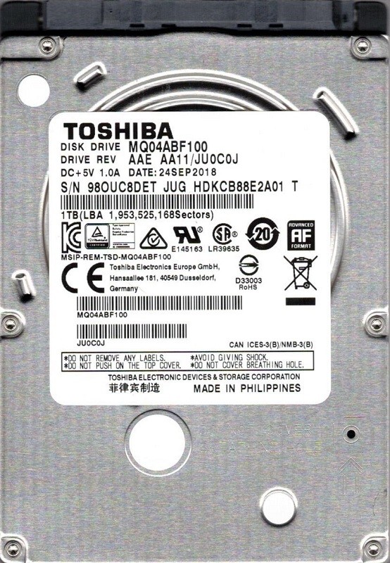 MQ04ABF100 AAE AA11/JU0C0J Toshiba 1TB