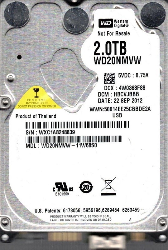 Western Digital WD20NMVW-11W68S0 2TB DCM: HBCVJBBB WXC1A