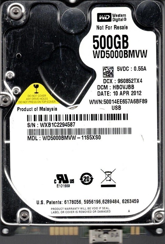 Western Digital WD5000BMVW-11S5XS0 USB 3.0 500GB DCM: HBOVJBB WXB1C