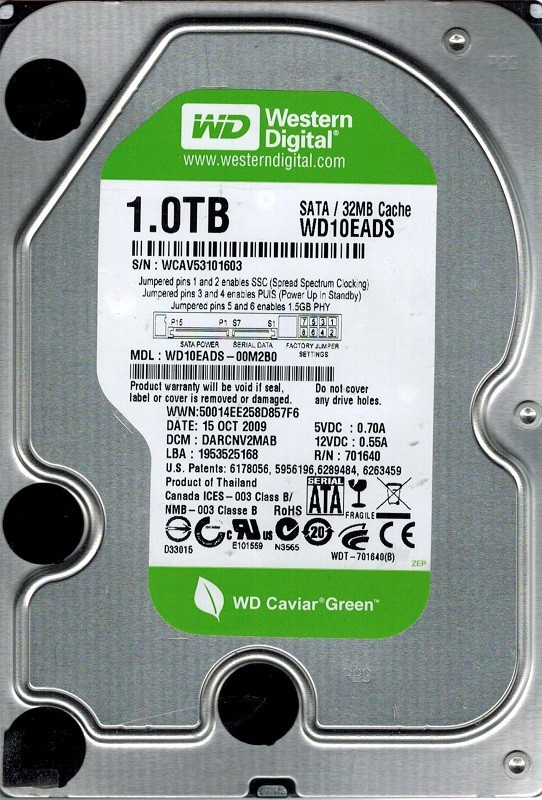Western Digital WD10EADS-00M2B0 1TB DCM: DARCNV2MAB