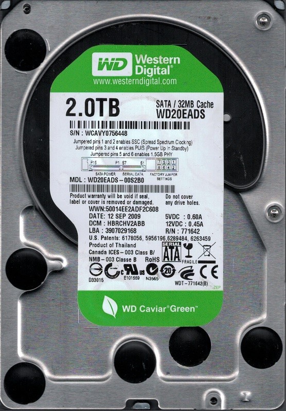 Western Digital WD20EADS-00S2B0 2TB DCM: HBRCHV2ABB