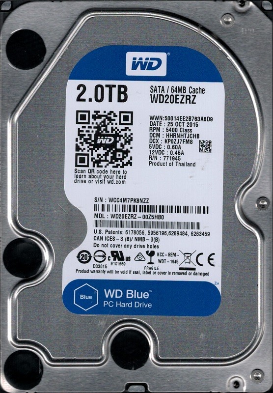 WD20EZRZ-00Z5HB0 DCM: HHRNHTJCHB WCC4M Western Digital  2TB