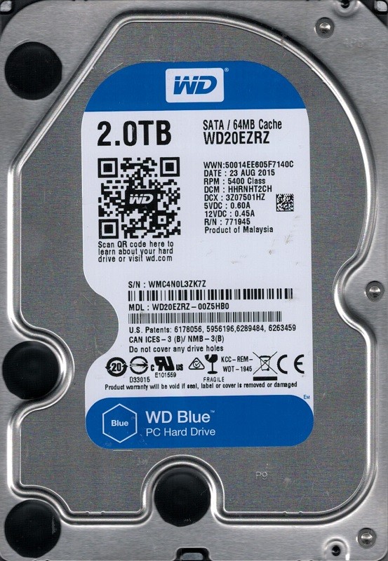 WD20EZRZ-00Z5HB0 DCM: HHRNHT2CH WMC4N Western Digital 2TB
