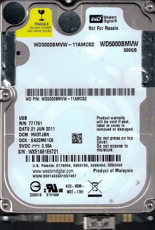 Western Digital WD5000BMVW-11AMCS2 500GB USB 3.0 DCM: HVOTJBN