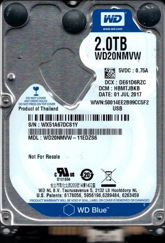 WD20NMVW-11EDZS6 DCM: HBMTJBKB WX51A Western Digital 2TB