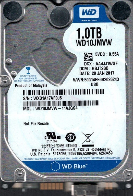 WD10JMVW-11AJGS4 DCM: HBJT2BB WX31A Western Digital 1TB