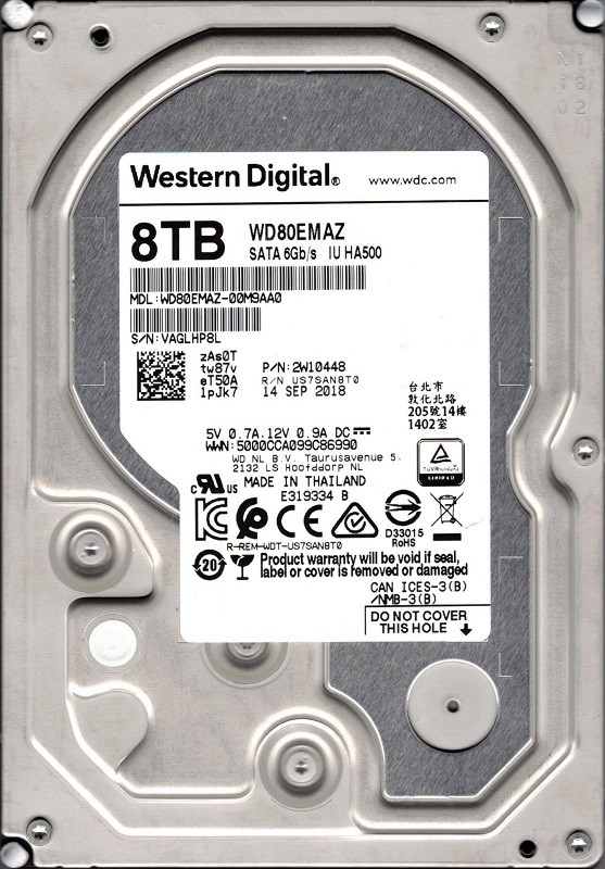 WD80EMAZ-00M9AA0 P/N: 2W10448 Western Digital 8TB