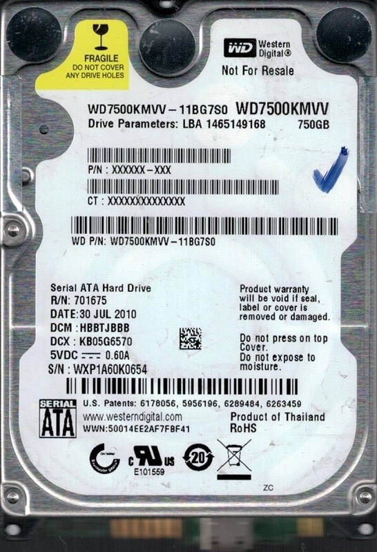 Western Digital WD7500KMVV-11BG7S0 USB 2.0 750GB DCM: HBBTJBBB