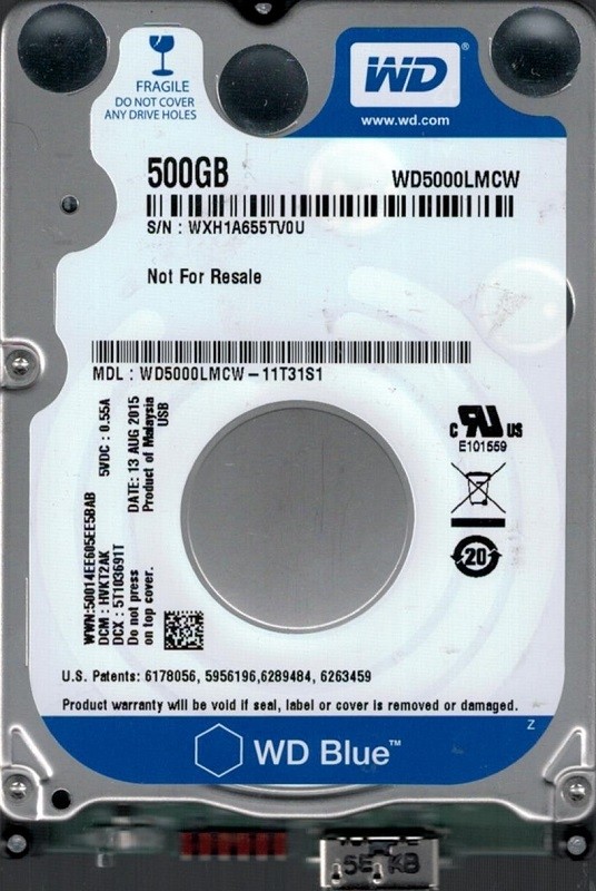 WD5000LMCW-11T31S1 DCM: HVKT2AK WXH1A Western Digital 500GB