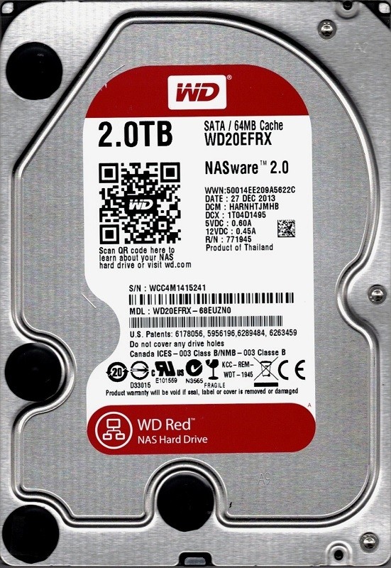 Western Digital WD20EFRX-68EUZN0 2TB NAS DCM: HARNHTJMHB WD RED