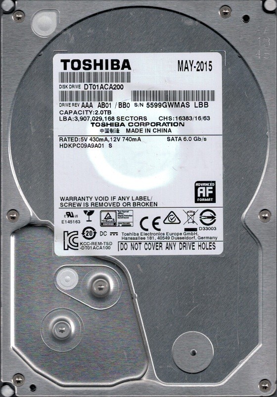 Toshiba DT01ACA200 AAA AB01/BB0 2TB