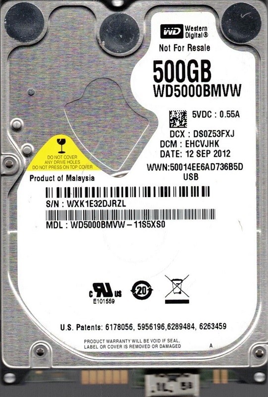 Western Digital WD5000BMVW-11S5XS0 DCM: EHCVJHK 500GB USB 3.0