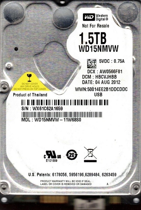 Western Digital WD15NMVW-11W68S0 1.5TB USB 3.0 DCM: HBCVJHBB