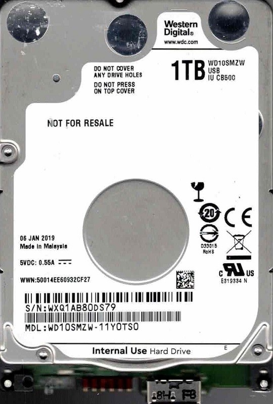 WD10SMZW-11Y0TS0 WXQ1A JAN 2019 Malaysia Western Digital 1TB