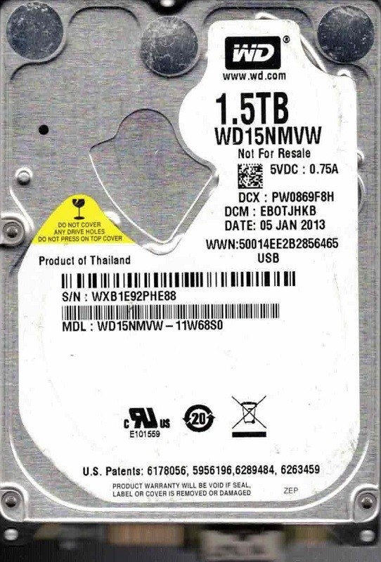Western Digital WD15NMVW-11W68S0 1.5TB USB 3.0 DCM: EBOTJHKB JAN 2013